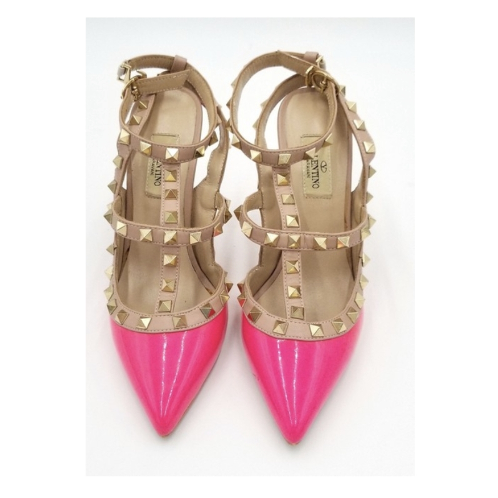 Valentino Rockstud Cage Fuschia Pumps